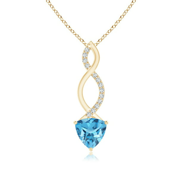 7mm Swiss Blue Topaz Trillion Swiss Blue Topaz Solitaire Pendant Necklace in Sterling Silver Angara November Birthstone 